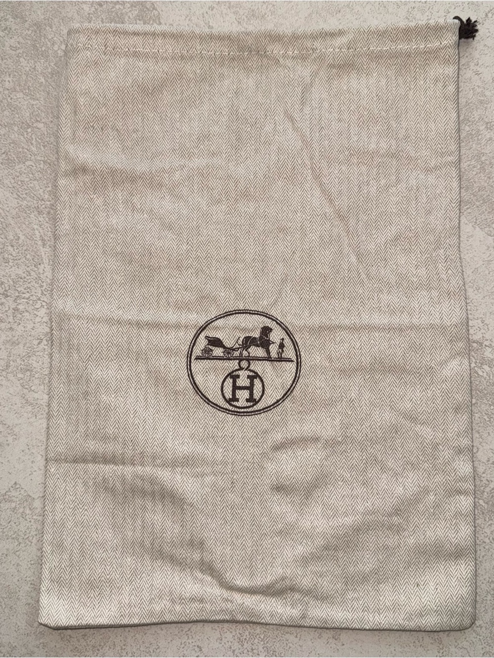 Hermes Beige and Brown Logo Drawstring Dust Bag